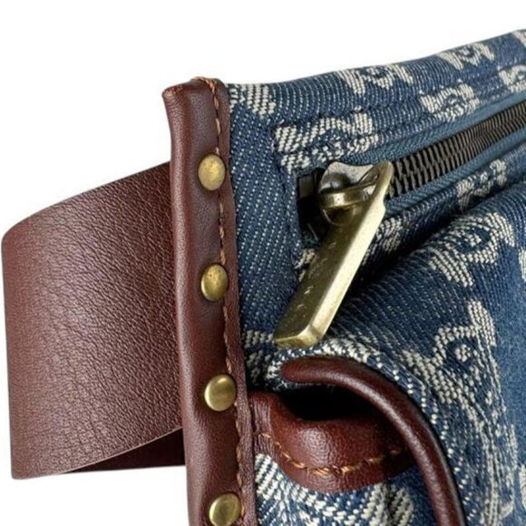 CELINE Waist Bag Paris Macadam Denim Leather Blue x Brown - COA included - Picture 10 of 14